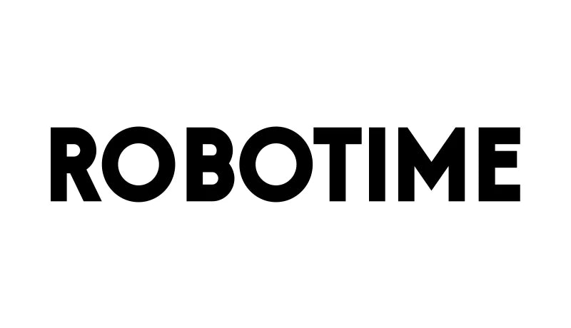 Robotime Logo in schwarzer Schrift auf weißem Hintergrund, bekannt für kreative Holzbausätze