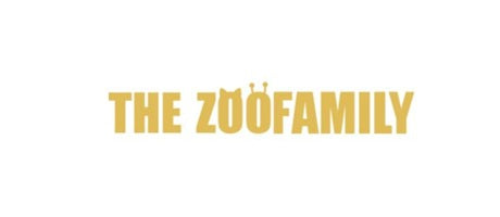 The Zoofamily Logo in goldener Farbe auf weißem Hintergrund für Kinder Elektronikmarke