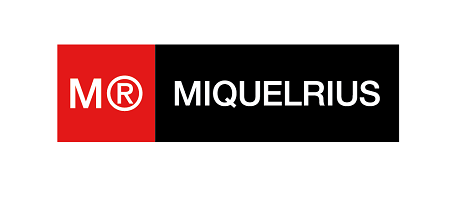 Logo der Marke Miquelrius für stylische Rucksäcke und Schulaccessoires mit farbenfrohen Motiven