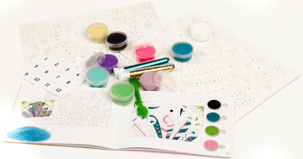 Kunstset mit Sand und Glitzer  - Pfau - Tublu.de