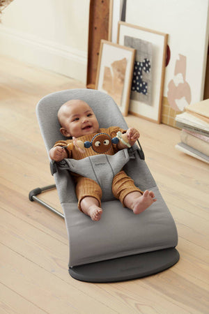 Babywippe BLISS 3D Jersey – Hellgrau + Spielzeug Googly Eyes Pastels