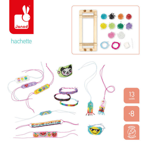 Kreativset zum Basteln von Schmuck – Perlen auf einem Webrahmen 8+