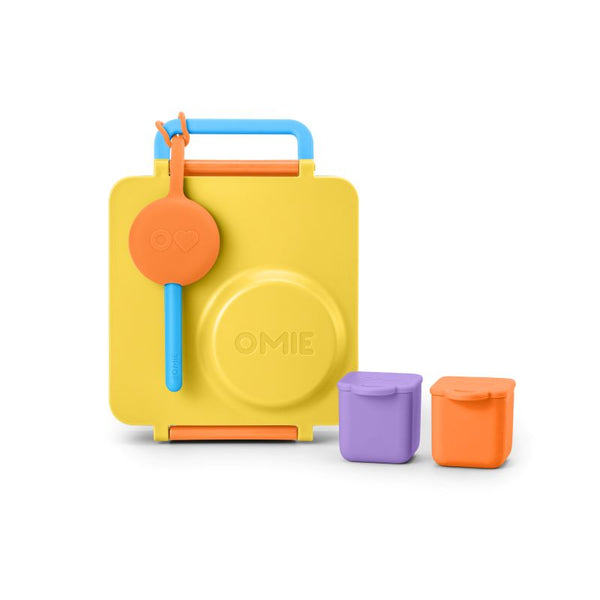 Zwei luftdichte Behälter für die Lunchbox OmieDip – Purple Orange