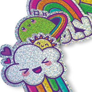 Wasserfeste Stickiville-Sticker – Glitzernder Regenbogen