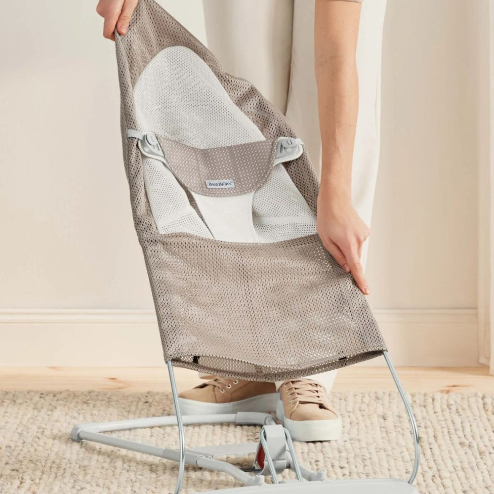 Zusätzlicher Stoffsitz für Babywippe Balance Soft Mesh – Beige-Grau/Weiß