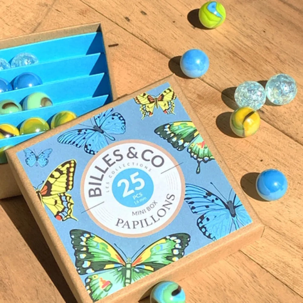 Glasperlen – Blaue Schmetterlinge, 25 Stück