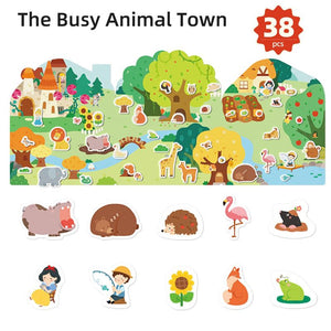 Set mit wiederverwendbaren Gel-Aufklebern – The Busy Animal Town - Tublu.de