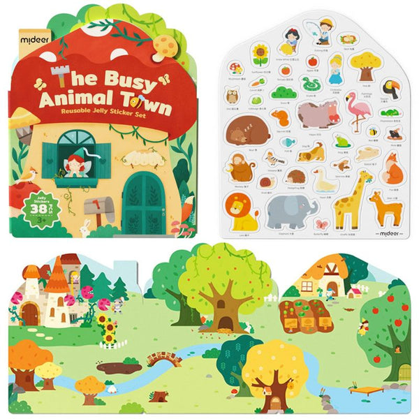 Set mit wiederverwendbaren Gel-Aufklebern – The Busy Animal Town - Tublu.de