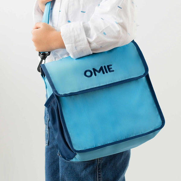 Lunchbag OmieTote – Blue von OMIE, blaue Lunchbag mit verstellbarem Schultergurt und Frontklappe
