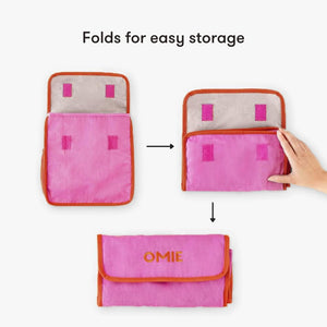 Lunchbag OmieTote – Pink faltbar für einfache Aufbewahrung mit OMIE Logo