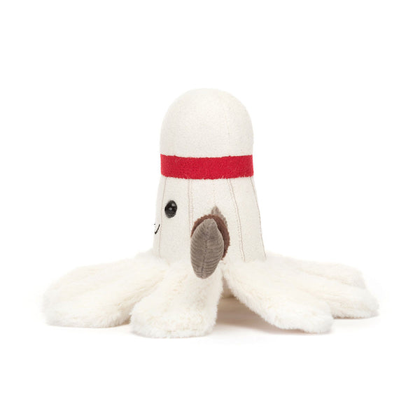Jellycat Plüsch-Badminton-Feder 15 cm in Weiß mit rotem Stirnband und weichen Armen