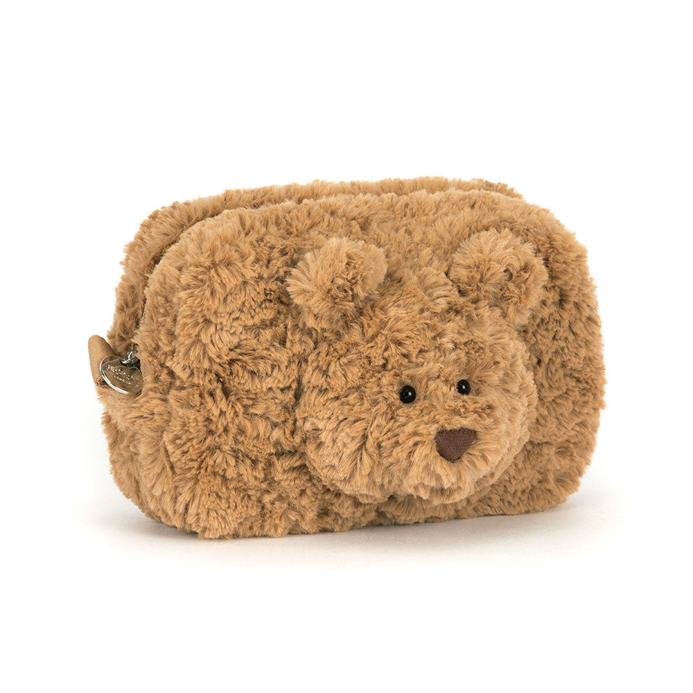 Jellycat Plüsch-Federtasche Schminktasche Teddy Bartholomew 19 cm in braunem Kuschel-Teddy-Design