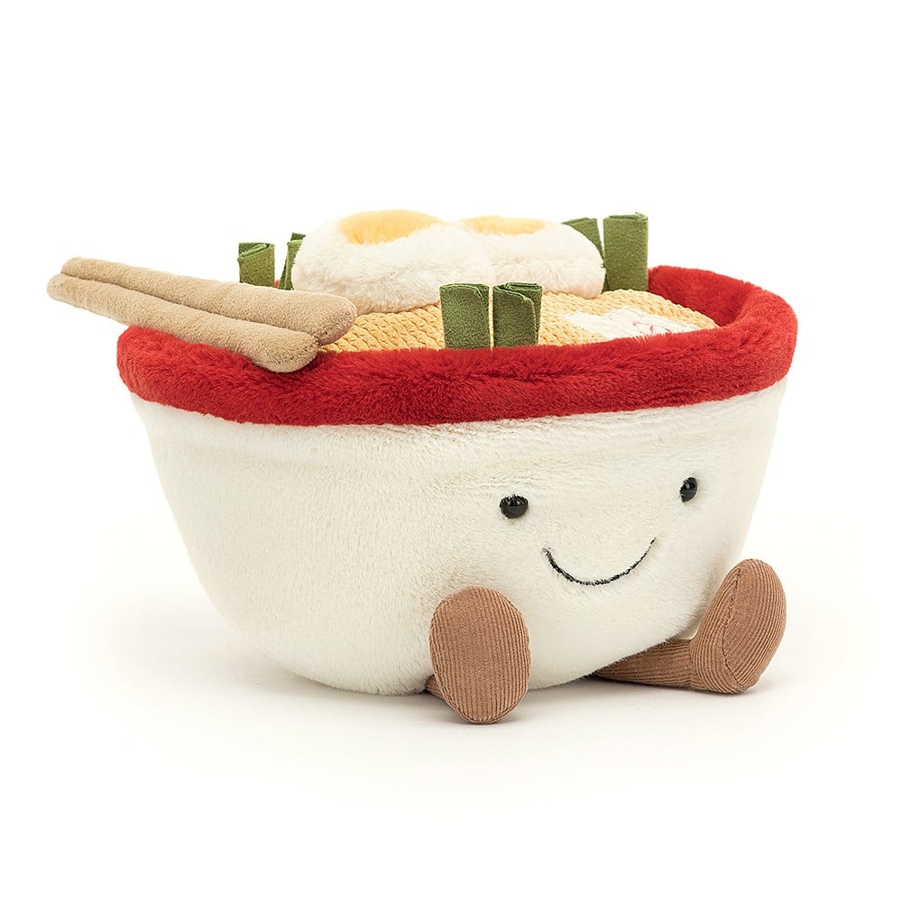 Jellycat Plüsch-Ramen-Suppe 17 cm Kuscheltier mit freundlichem Gesicht und Essstäbchen