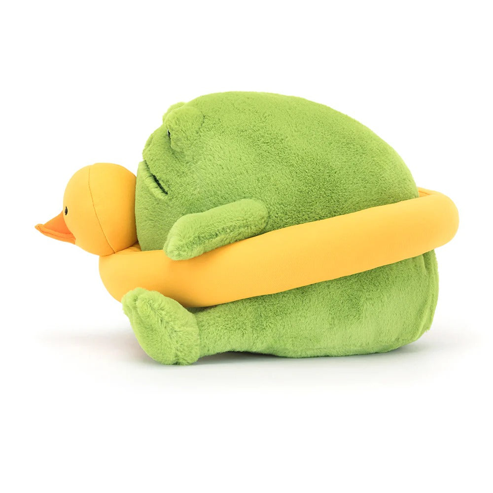 Plüsch-Regenfrosch Ricky mit Entchen zum Schwimmen 18 cm von Jellycat, weiches Kuscheltier