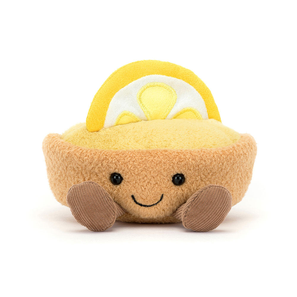 Jellycat Plüsch-Zitronentarte 11 cm Kuscheltier mit süßem Gesicht und weichen Beinen