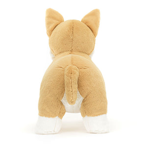Plüschhund Corgi Betty 34 cm von Jellycat, weiches braun-weißes Kuscheltier von hinten