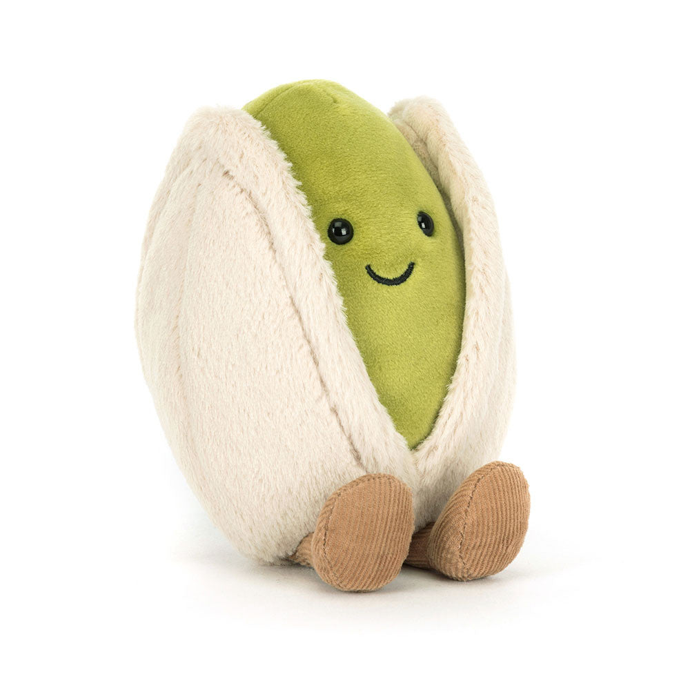 Jellycat Kuscheltier Plüsch Pistazie 14 cm mit niedlichem Gesicht und weichen braunen Füßen