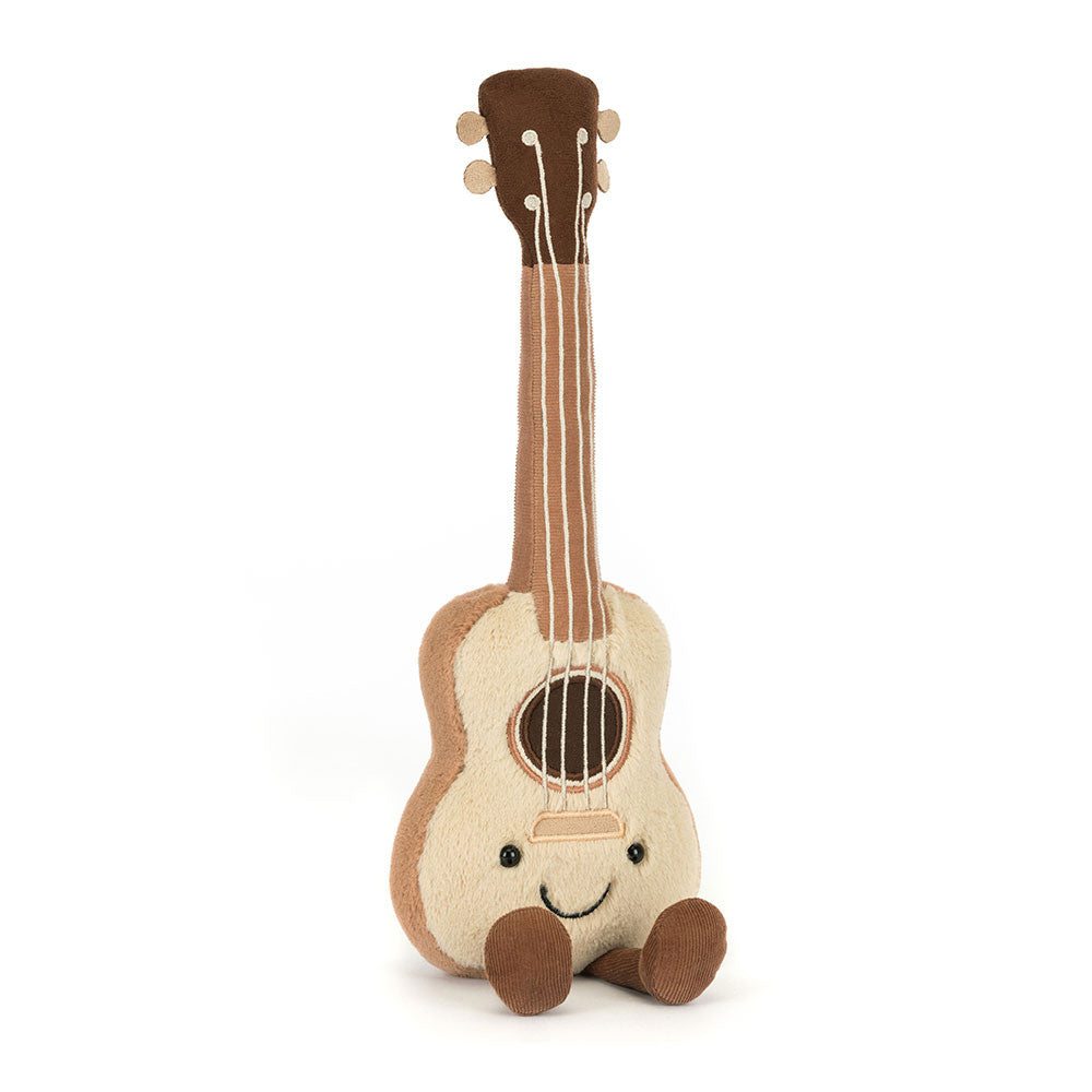 Jellycat Plüsch-Ukulele für Kinder weiches Kuscheltier mit freundlich lächelndem Gesicht