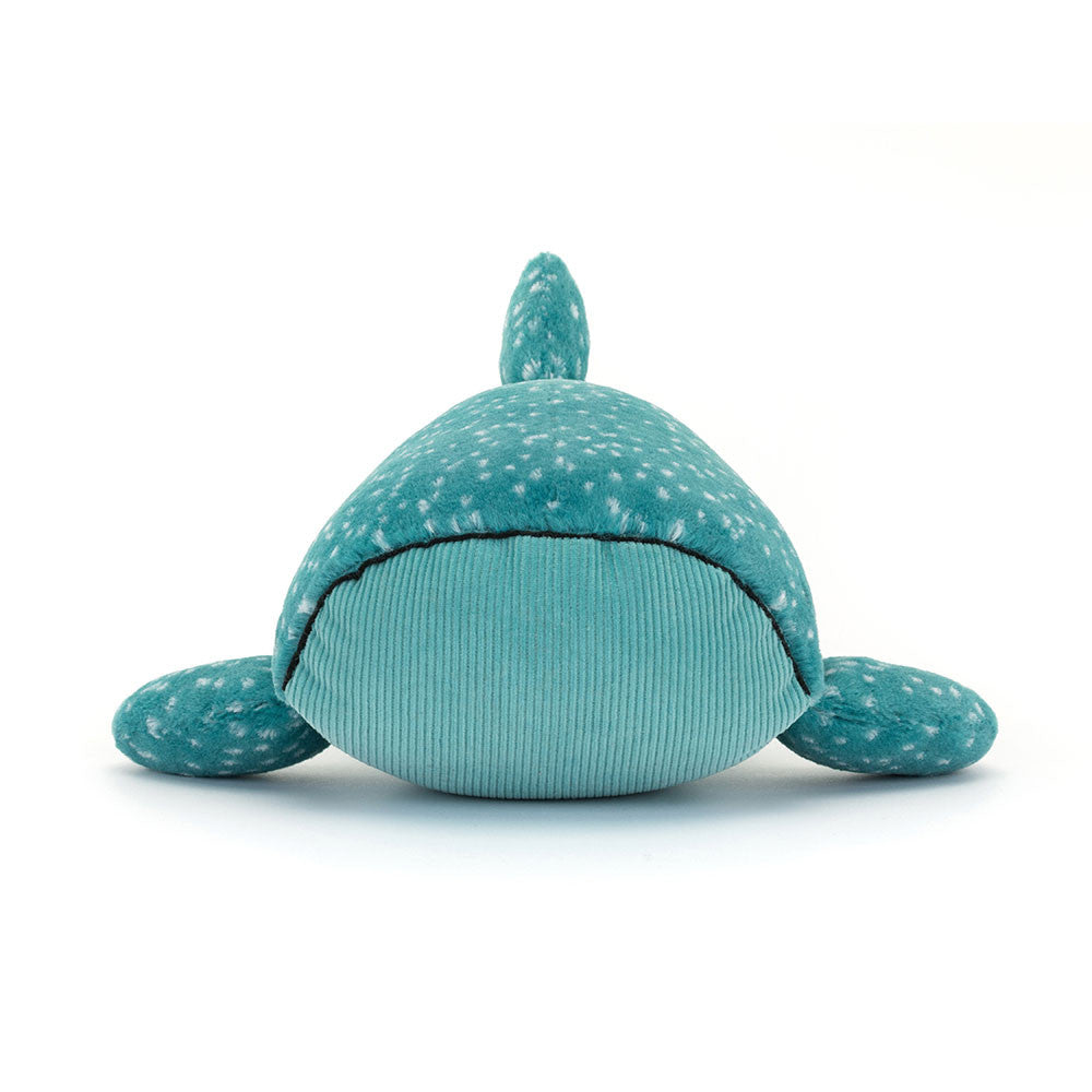 Plüsch Walhai Gobfrey 40 cm von Jellycat, weiches Kuscheltier in Blau mit weißen Punkten