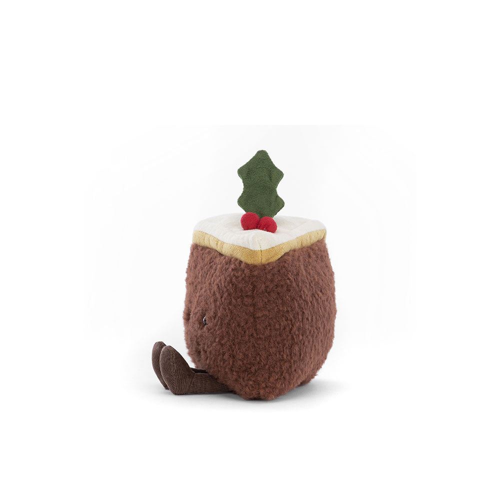 Jellycat Plüsch Weihnachtskuchen 10 cm weicher Kuschelweihnachtskuchen mit Gesicht und Deko