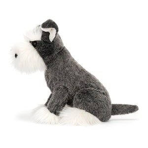 Jellycat Plüschhund – Schnauzer 24 cm sitzend aus weichem grauem und weißem Plüsch