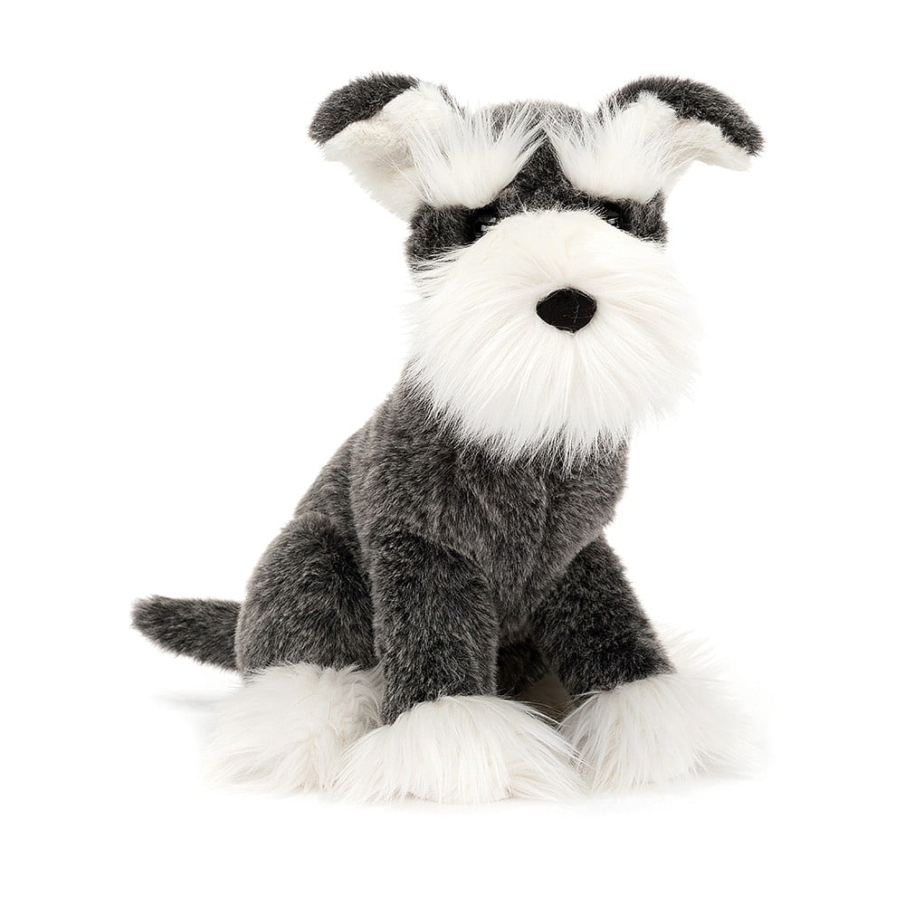 Jellycat Plüschhund – Schnauzer 24 cm kuscheliges graues und weißes Stofftier