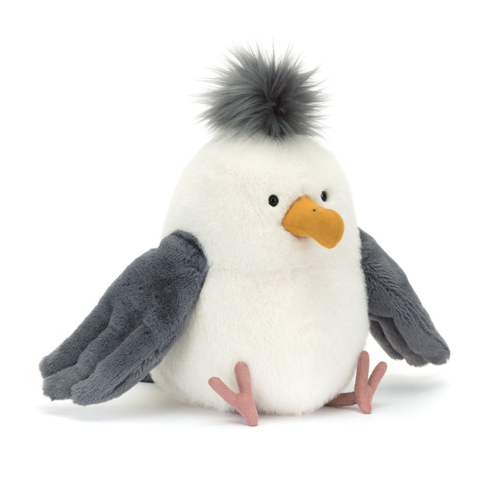 Jellycat Plüschmöwe – Chip 25 cm weiches, kuscheliges Stofftier mit grauen Flügeln und oranger Schnabel