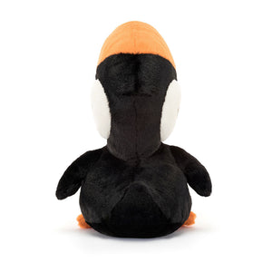 Jellycat Plüschtukan 22 cm Vogel Kuscheltier in Schwarz, Orange und Weiß von hinten