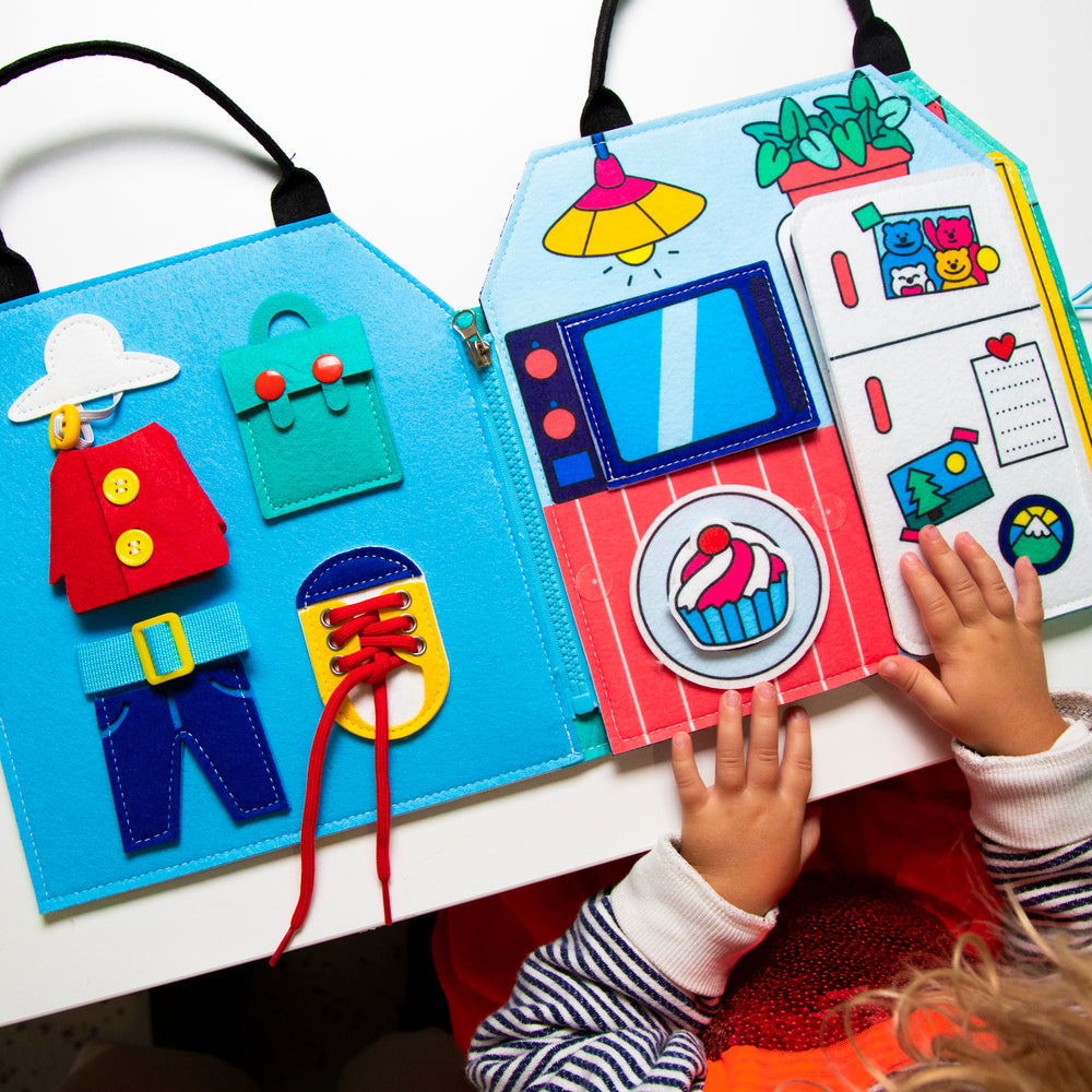 Weiches Montessori-Aktivitätsbuch – Mein Tag