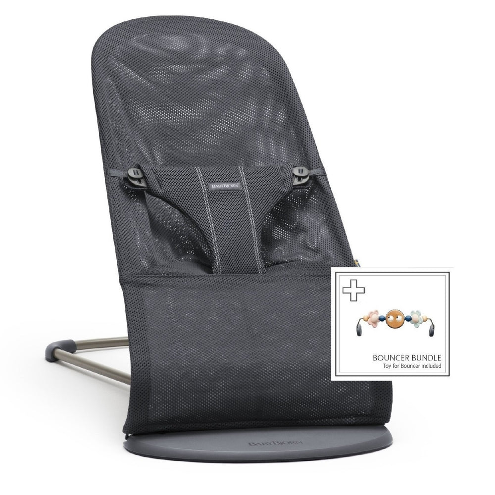 Babywippe BLISS MESH – Anthrazit + Spielzeug Googly Eyes Pastels