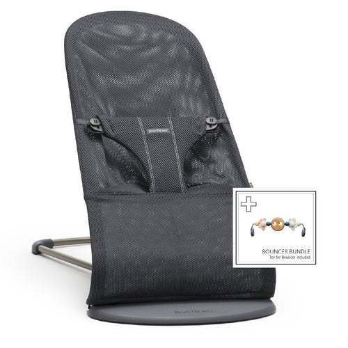 Babywippe BLISS MESH – Anthrazit + Spielzeug Googly Eyes Pastels