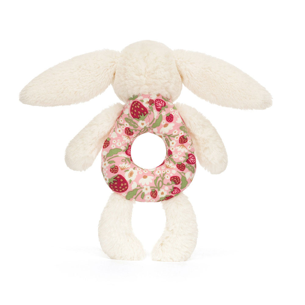 Jellycat Grzechotka Rassel Hase Berry 18 cm weicher Plüschspielzeug mit Beerenmuster