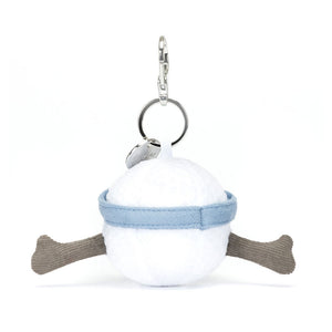 Jellycat Przytulanka Schlüsselanhänger fröhlicher Golfball 12 cm aus weichem Stoff mit blauer Stirnband