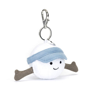 Jellycat Schlüsselanhänger fröhlicher Golfball 12 cm aus weichem Plüsch mit blauem Stirnband
