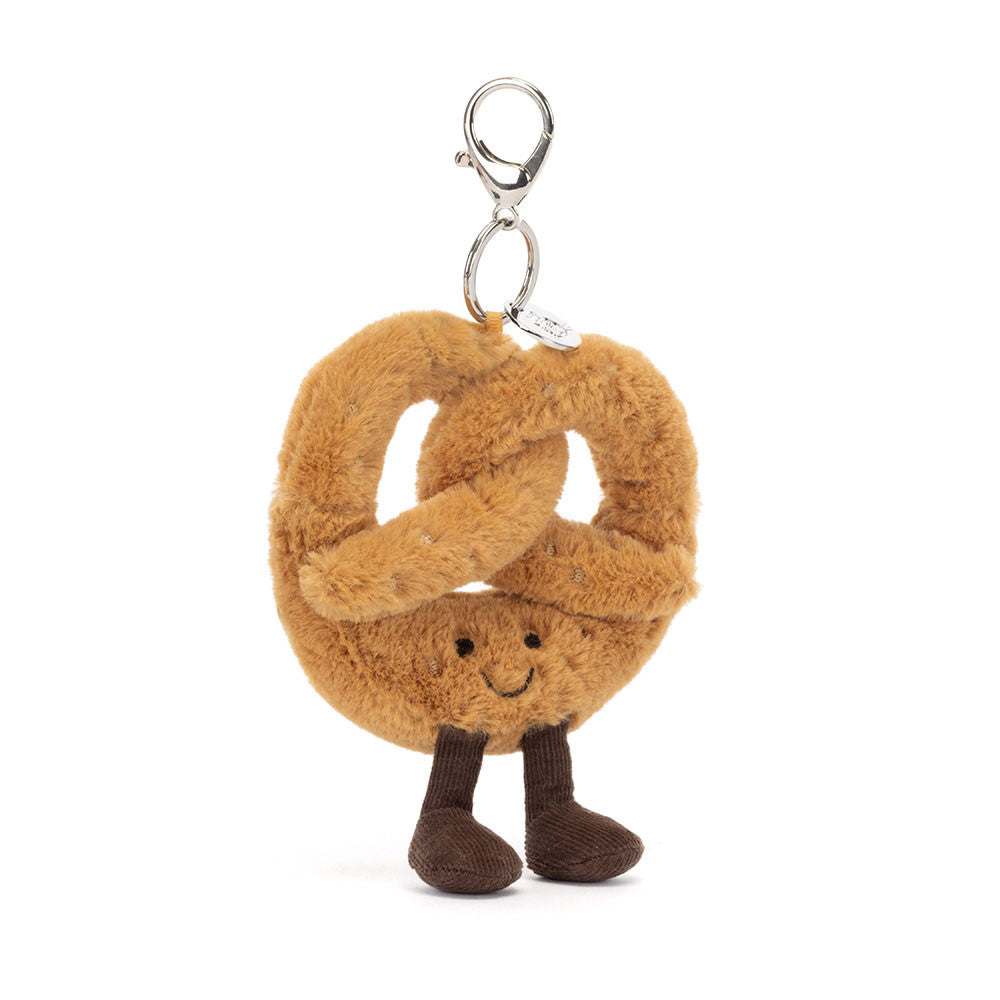 Jellycat Schlüsselanhänger – Lächelnder Brezel 17 cm aus weichem Plüsch mit kleinem Gesicht und Beinchen