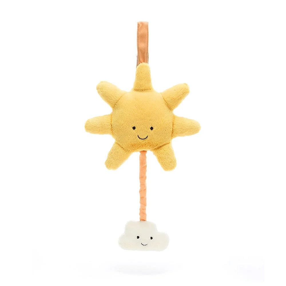 Jellycat Spieluhr – Sonne mit Wolke - Gelb aus weichem Plüsch mit freundlichem Gesicht zum Aufhängen