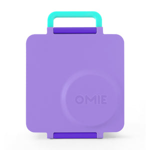 Lunchbox mit Thermoskanne OmieBox – Purple Plum von OMIE in lila mit türkisfarbenem Griff