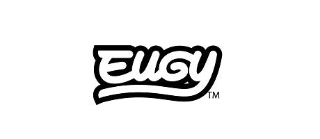 Eugy Logo in Schwarz Weiß Schriftzug der umweltfreundlichen und pädagogischen Spielzeugmarke