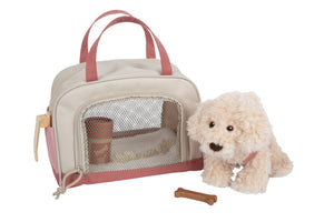 Plüschhund mit rosa Transporttasche und Pflegeset (ab 2 Jahren)