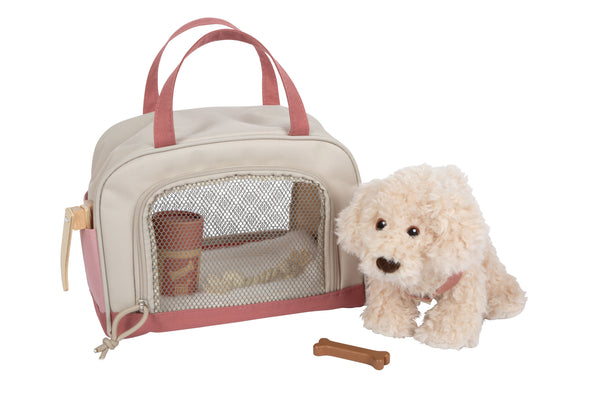 Plüschhund mit rosa Transporttasche und Pflegeset (ab 2 Jahren)