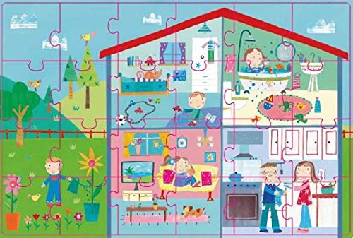 Puzzle in einem Kartonhaus – Zu Hause 3+
