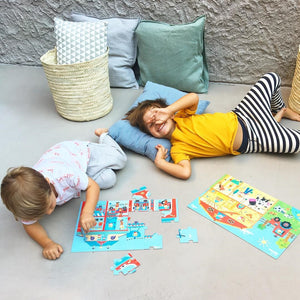 Puzzle in einem Kartonhaus – Auf dem Land 3+