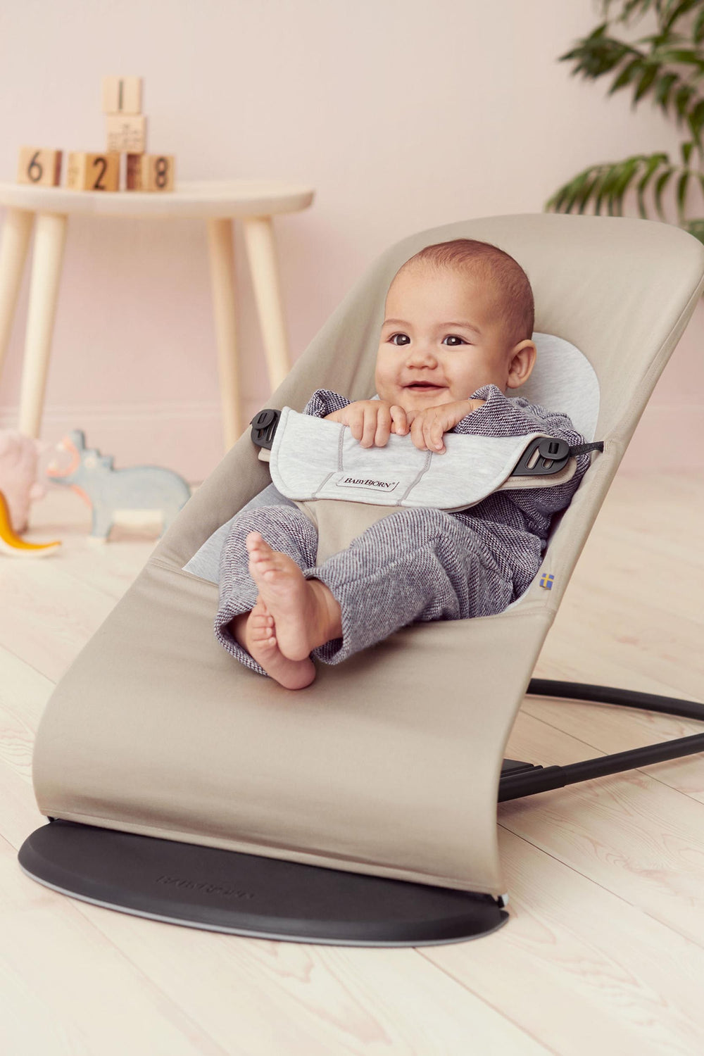 Babywippe BALANCE SOFT – Beige/Grau Jersey