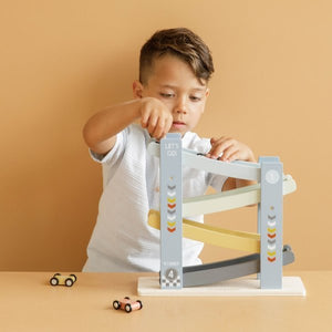 Autorennbahn aus Holz – Blau mit 4 Autos