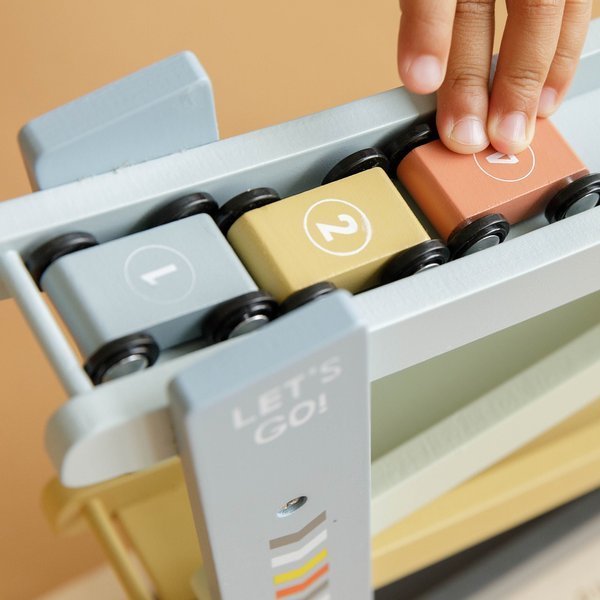 Autorennbahn aus Holz – Blau mit 4 Autos