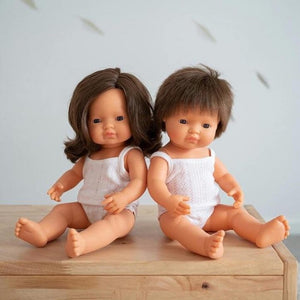 Puppe Junge – Europäer, braune Haare, 38 cm