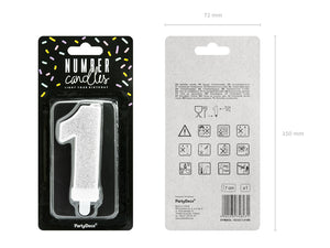 Geburtstagskerze 7 cm – Zahl 1 silber