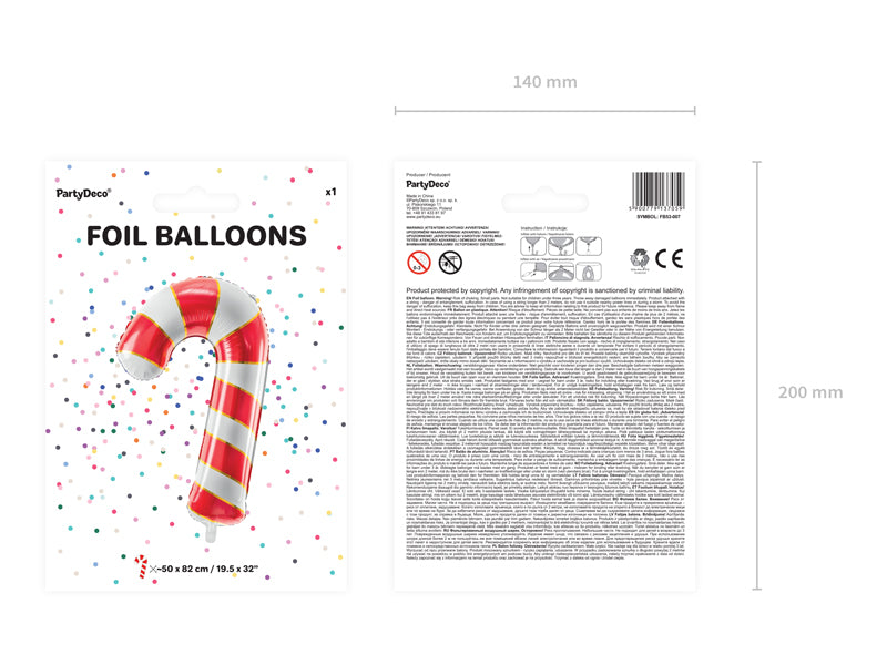 Folienballon – Zuckerstangenrot, 50 x 82 cm