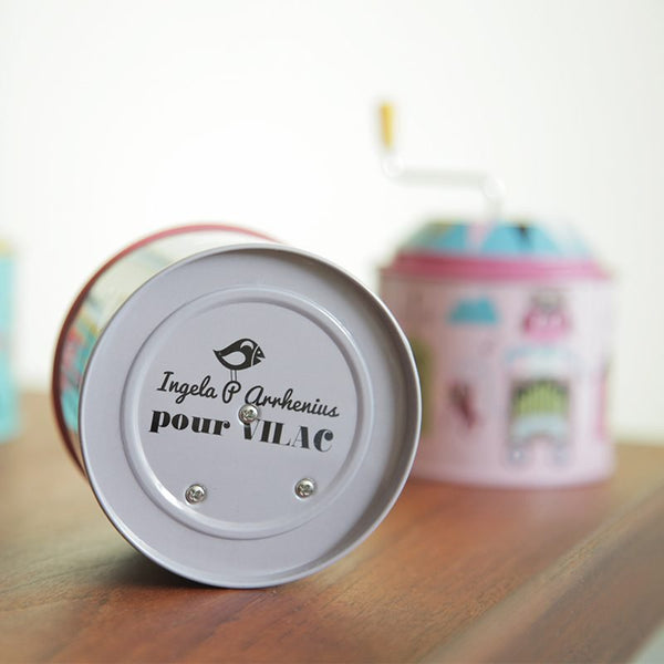 Metallische Drehorgel für Kinder – Graue Spieluhr mit Kurbel und Melodie