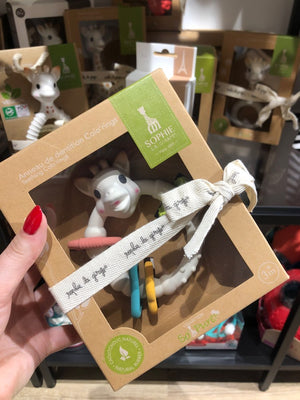 Bunter Beißring auf einem Ring Sophie die Giraffe - So'Pure